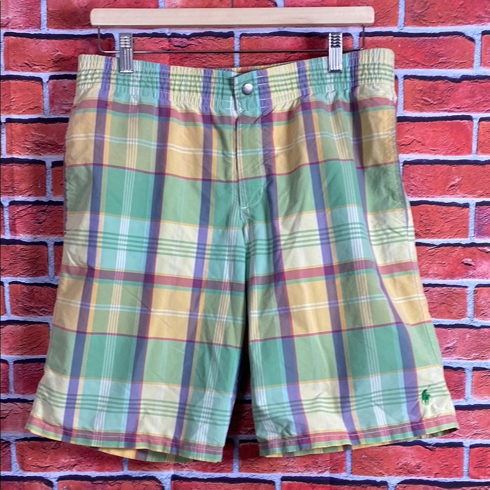 Polo‎ Ralph Lauren Men's Plaid Swim Trunks with Lining Size Medium